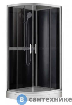картинка Душевая кабина AZARIO DENVER AZ-N10812 900*900*(2000+150) серое стекло, задняя панель чёрная, профиль серый (AZ-N10812 900 GREY)