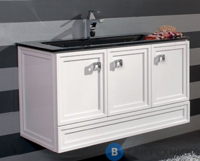 картинка Тумба под раковину Cezares TREND 101  TR101/02B.05 подвесная с одним ящиком и тремя дверцами, Cristalli Bianco Frassinato