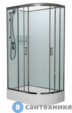 картинка Душевая кабина Frank F412/1L М Brilliant левосторонняя средний поддон б/к (без крыши) матовое стекло