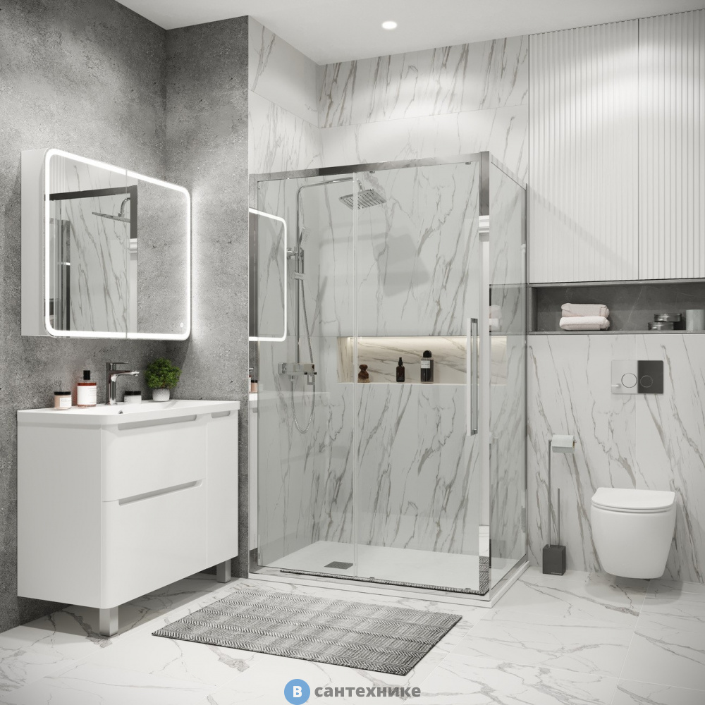 Душевое ограждение Grossman Cosmo (100х100х195) раздвижная, хром, стекло прозрачное (120.K33.02.1010.10.00)