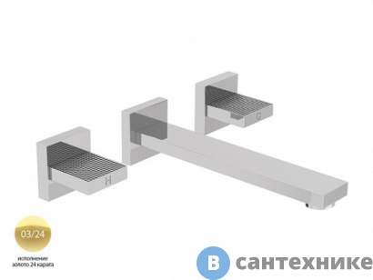 картинка Смеситель Cezares PRIZMA-BLI3-03/24 для раковины встраиваемый на три отверстия, золото