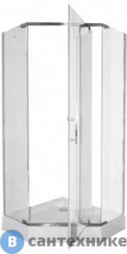 картинка Душевой уголок Parly ZPE911T (90*90*195) пентагональное, прозрачное стекло без рисунка, низкий поддон