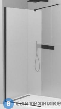 картинка Душевая перегородка Cezares LIBERTA-L-1-110-120-C-NERO с односторонним входом, стекло прозрачное, профиль чёрный, 1100x1200x1950 мм