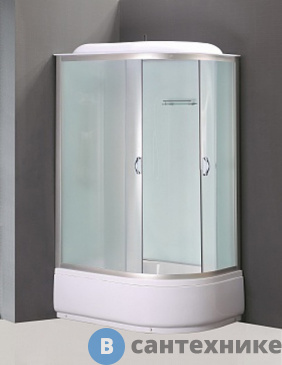 картинка Душевая кабина Aquarius ECO-6 White L поддон 25см 120*80*215 прозрачное стекло, проф. серебро