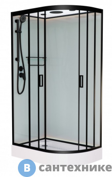 картинка Душевая кабина Frank F418L М Black левосторонняя низкий поддон матовое стекло