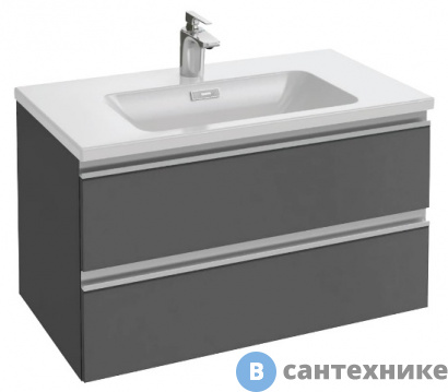 картинка Тумба под раковину Jacob Delafon VOX EB2028-RA-442 с 2 выдв. ящ., серый антрацит лак (80x46x45)