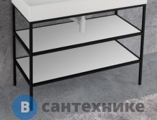 Каркас Cezares двухъярусный напольный стальной под раковину (Сварной) CADRO-120/46/73-2C-PIA-MET-ST Nero (120x46x73)