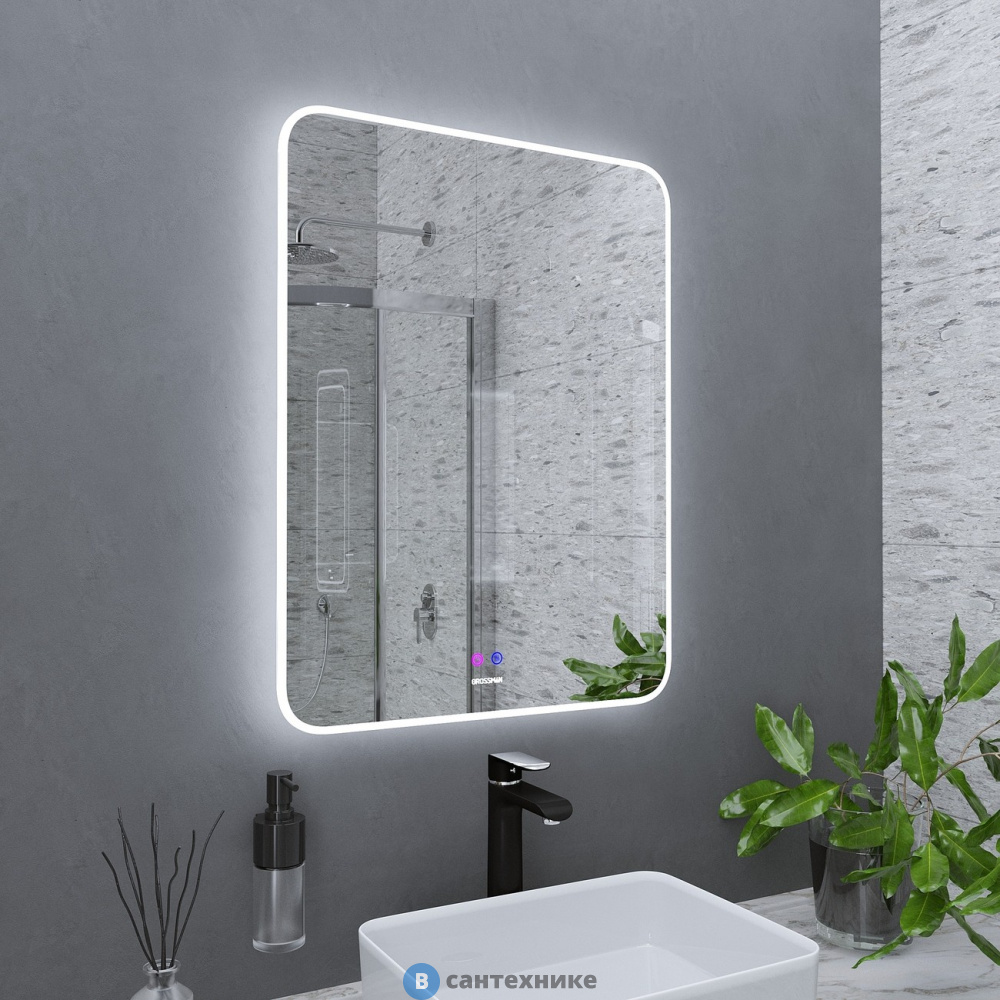 Зеркало Grossman ELEGANS-норма (700*800*45) LED с сенсорным выключателем и подогревом (177080)