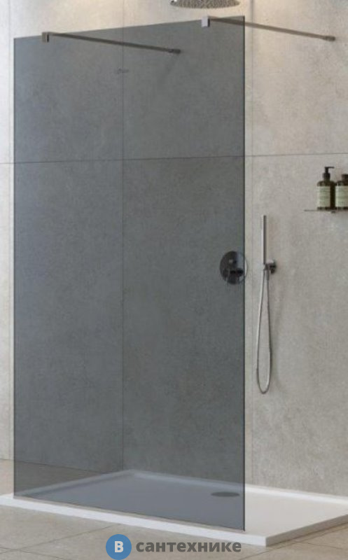 Душевая перегородка Cezares LIBERTA-L-2-120-120-GR-Cr с возможностью двустороннего входа, стекло графит, профиль хром, 1200x1200x1950 мм