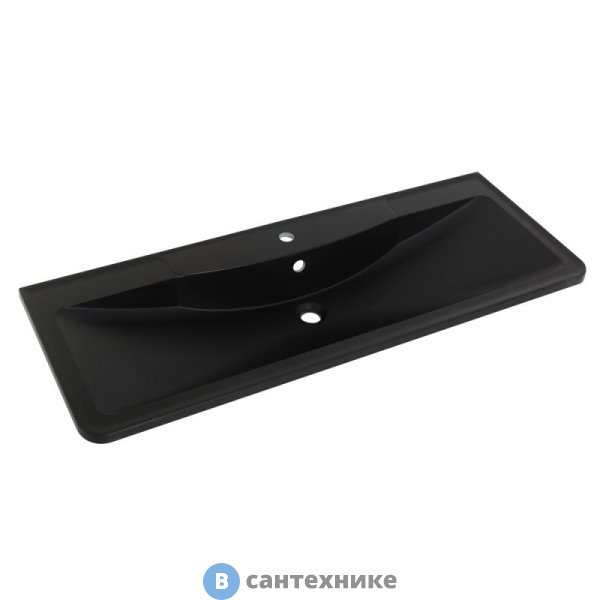 Раковина BelBagno BB1200/455-LV-ART-ALR-NERO из искусственного камня, чёрная матовая, 1200х455х145