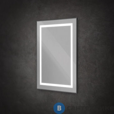 картинка Зеркало BelBagno SPC-KRAFT-500-900-SENS-NERO в алюминиевой раме со встроенным светильником и сенсорным выключателем по периметру рамы, 500x900x32 мм