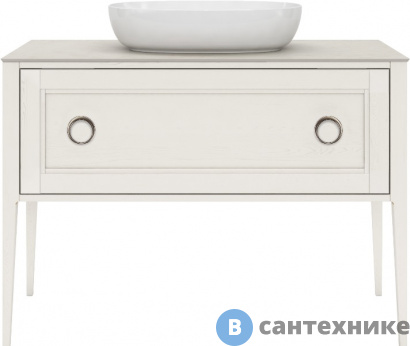 картинка Тумба под раковину KERAMA MARAZZI PLAZA Classic, напольная 120 см, 1 выдвижной ящик + 1 внутренний ящик, высота 810 мм, белый (PL.C.120.1+1\WHT)