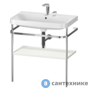 картинка Консоль напольная Duravit Happy D.2 Plus с умывальником 775х490х850 мм, с 1 отв под смесит, 1 полка, белый глянцевый (HP4837O2222)