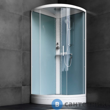 картинка Душевая кабина АМ.РМ X-Joy W88C-401-090WT, 90x90, 1/4 круга, профиль белый, стекло прозрачное