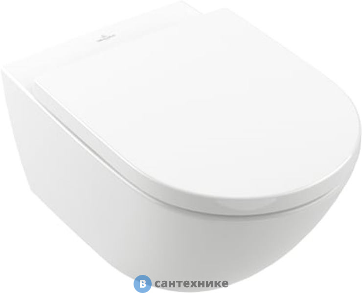 Унитаз подвесной Villeroy & Boch Subway 3.0 4670TSR1 с сиденьем для унитаза с функцией QuickRelease и SoftClosing 8M42S101, горизонтальный выпуск CeramicPlus