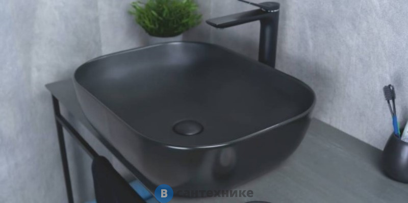 Раковина накладная GID-ceramic Bm1302 черный матовый (500х400х140)