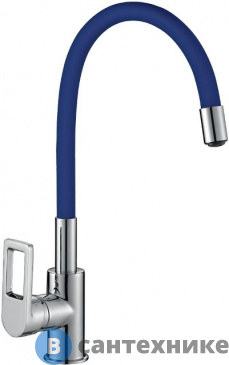картинка Смеситель Rossinka Silvermix Z35-35U-Blue для кухни, хром/синий