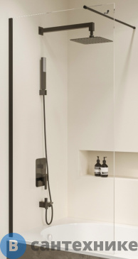 картинка Шторка на ванну RGW SC-051B чёрный/Прозрачное/8 мм 80*150 (351105108-14)