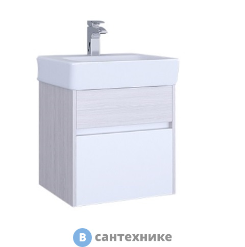 Тумба для раковины Акватон ВЕРДИ 50 (белый/ясень фабрик) (1A195901VDAV0)