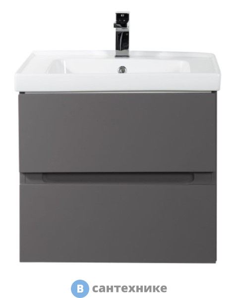 Тумба под раковину Art & MAX TECHNO 60 см AM-Techno-600-2C-SO-ZB815 подвесная с двумя выкатными ящиками, смоки софт