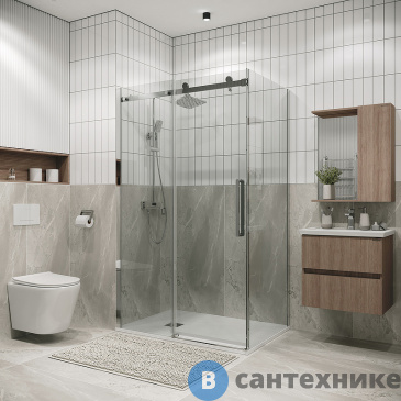 картинка Душевое ограждение Grossman Classic 100.K33.04.140.10.00-200.K33.04.90.10.00 (140х90х195) раздвижная, хром, стекло прозрачное (120.K33.04.1490.10.00)