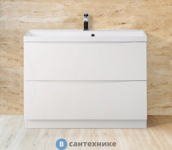 Тумба под раковину BelBagno 80 см MARINO-800-2C-PIA-BL-P напольная с двумя выкатными ящиками, Bianco Lucido