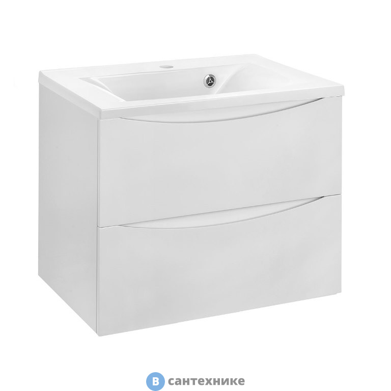 Тумба под раковину Vincea Mia 650 подвесная, 2 выкатных ящика soft close, G.White (VMC-2MA650GW)