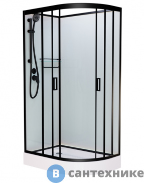 картинка Душевая кабина Frank F411L Black левосторонняя б/к (без крыши)
