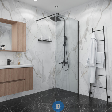 картинка Душевая перегородка Niagara Eco NG-551-80 BLACK (80х190) чёрный, стекло прозрачное