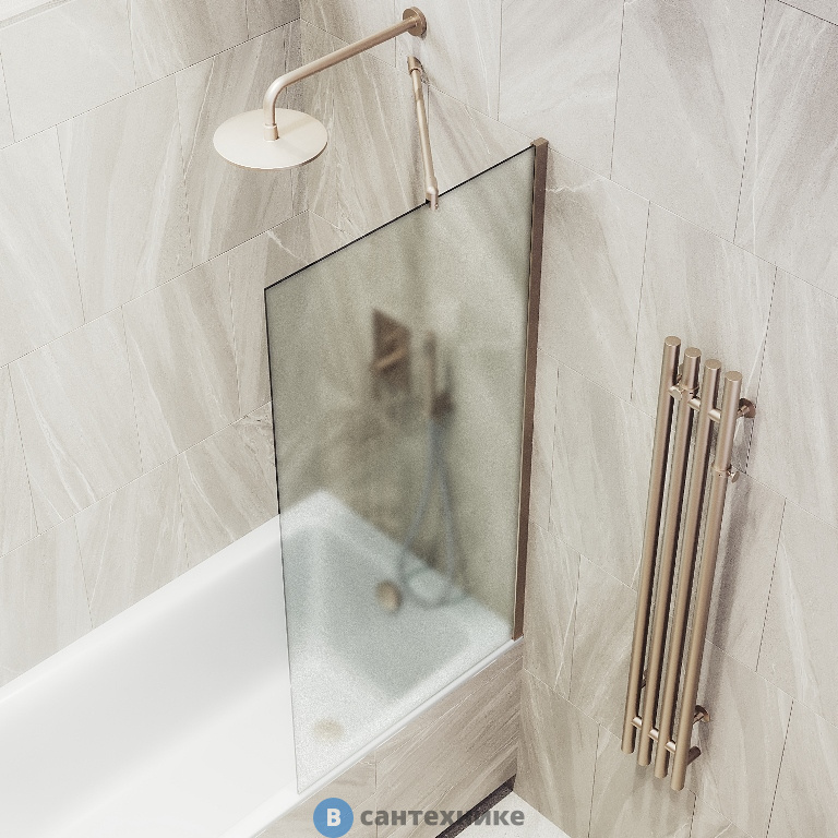 Шторка для ванны в профиле MaybahGlass 1400*300 Стекло 8 мм Сатин (MGV-253-2ш)