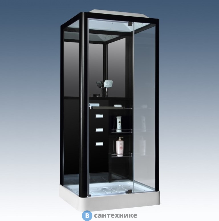 Душевая кабина Loranto CS 126-3A R 90*100*215 см черная (правая)