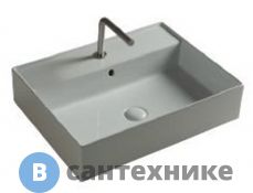 Раковина TECLA TWENTY TW01011 чаша в центре, белый глянцевый, 61x46x12,5
