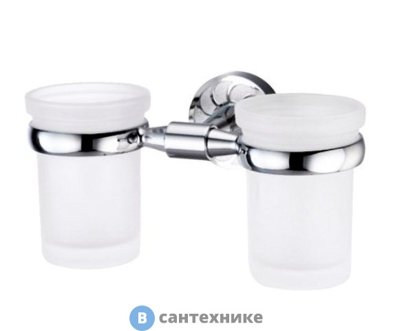Подстаканник двойной стеклянный WasserKRAFT Isen K-4028D металл, хромоникелевое покрытие, матовое стекло