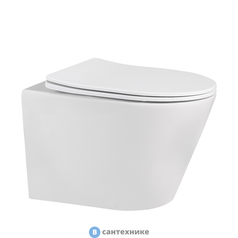 Унитаз ABBER Bequem AC1102MW подвесной белый матовый, безободковый, сиденье дюропласт микролифт