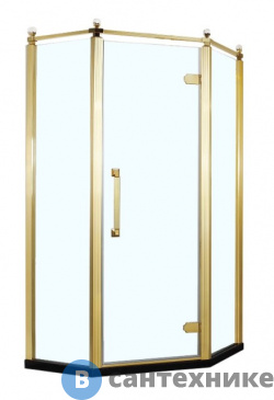 картинка Душевое ограждение AZARIO ONTARIO 900*900*2000 5-угольное без поддона (распаш дверь) стекло прозрач 8 мм, профиль золото (AZ-NBB3231 900 GOLD)