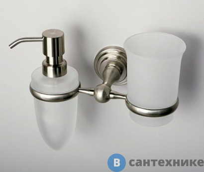 картинка Держатель стакана и дозатора WasserKRAFT Ammer K-7089 металл, покрытие "матовый хром", матовое стекло