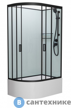 картинка Душевая кабина Frank F412/2R Black правосторонняя высокий поддон б/к (без крыши)