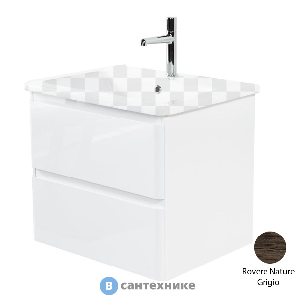 Тумба под раковину BelBagno ALBANO-CER подвесная с двумя выкатными ящиками, Robere Nature Grigio, 570x444x500 (ALBANO-CER-600-2C-SO-RNG)