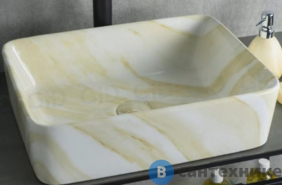 картинка Раковина накладная GID-ceramic Mnc600 под камень глянцевый (480х370х130)