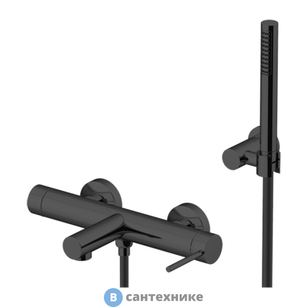 Смеситель Gattoni CIRCLE ONE для ванны, с ручной лейкой и держателем, NERO OPACO (9000/90NO)