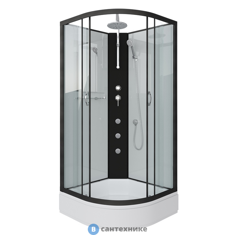 Душевая кабина Niagara NG-6703-14BKTG (800х800х2100) средний поддон, стекло прозрачное