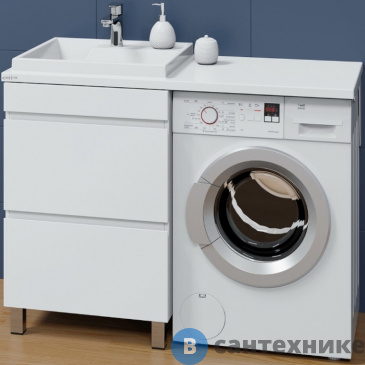 картинка Тумба под раковину СанТа Марс 59 2 ящ. над стиральной машиной напольная (ум.Юпитер 1202 литой мрамор) (700305)