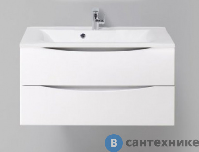 картинка Тумба под раковину BelBagno 90 см MARINO-900-2C-SO-BL-P подвесная с двумя выкатными ящиками, Bianco Lucido