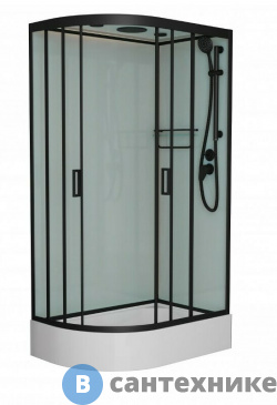 картинка Душевая кабина Frank F412/1R М  Black правосторонняя средний поддон матовое стекло