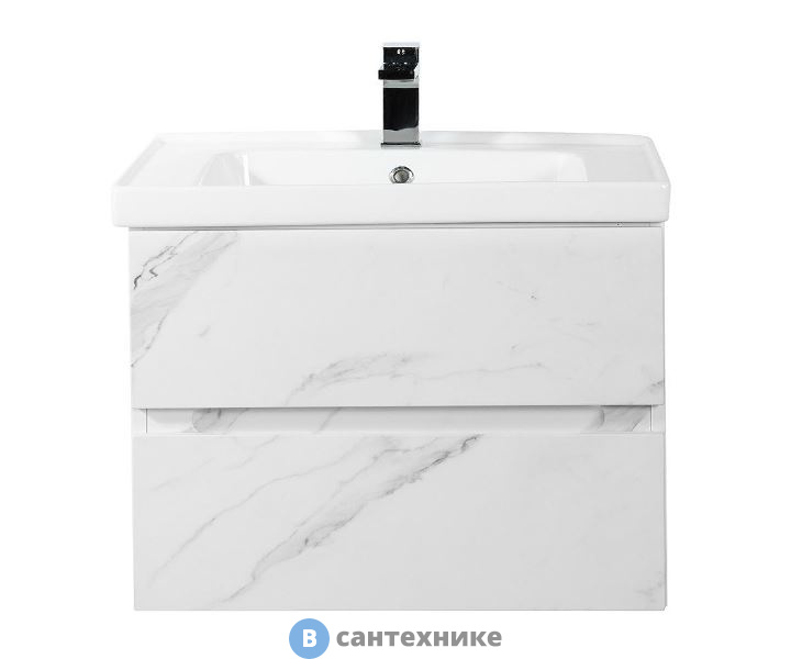 Тумба под раковину Art & MAX TECHNO AM-Techno-700-2C-SO-MR960 подвесная с двумя выкатными ящиками, монти мрамор