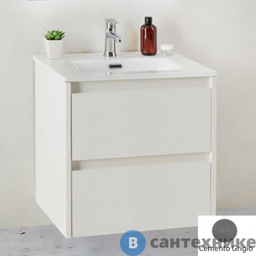 картинка Тумба под раковину BelBagno KRAFT 39 подвесная с двумя выкатными ящиками, Cemento Grigio, 500х390x500 (KRAFT 39-500/390-2C-SO-CG)