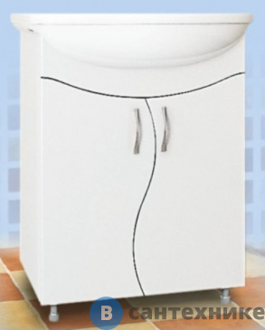 картинка Тумба под раковину MDW УЮТ-55-4 2 двери фигурные белая (под ум. Уют-55) /0871/