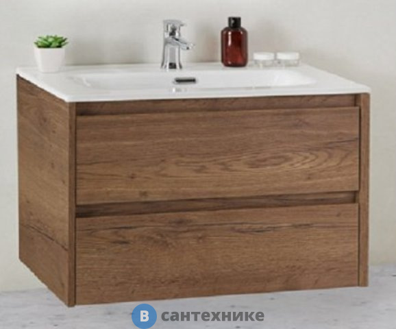Тумба под раковину BelBagno 81 см KRAFT 39-800/390-2C-SO-RT подвесная с двумя выкатными ящиками, Rovere Tabacco