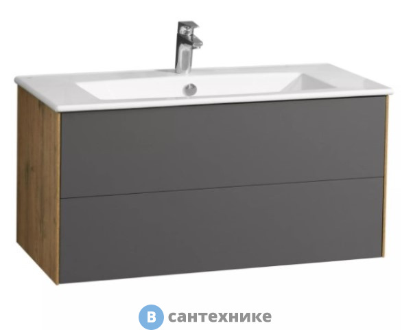 Тумба под раковину Акватон Сохо 100 Дуб Веллингтон/Графит софт (1A258201AJA00)