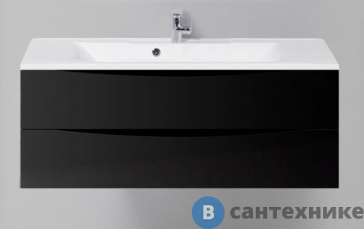 картинка Тумба под раковину BelBagno MARINO MARINO-1100-2C-SO-NL-P подвесная с двумя выкатными ящиками, Nero Lucido, 1100x450x500